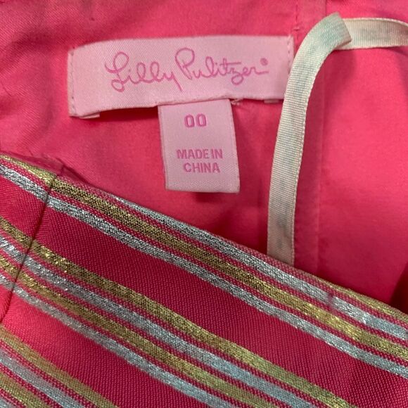 Lilly Pulitzer Strapless Mini Dress in Pink & Gold Size 00 - Picture 3 of 9